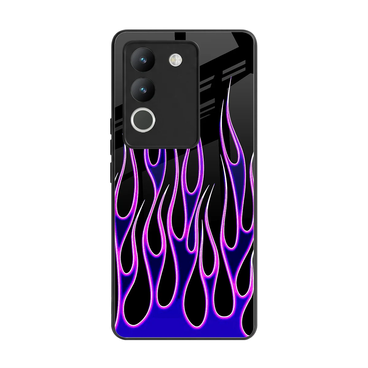 Flames Purple Inferno back phone cover | glass case for vivo y200 5g