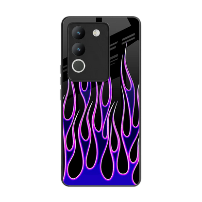 Flames Purple Inferno back phone cover | glass case for vivo y200 5g