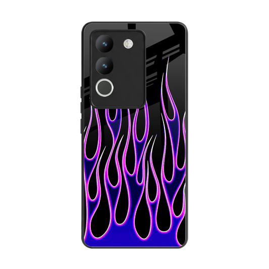 Flames Purple Inferno back phone cover | glass case for vivo y200 5g