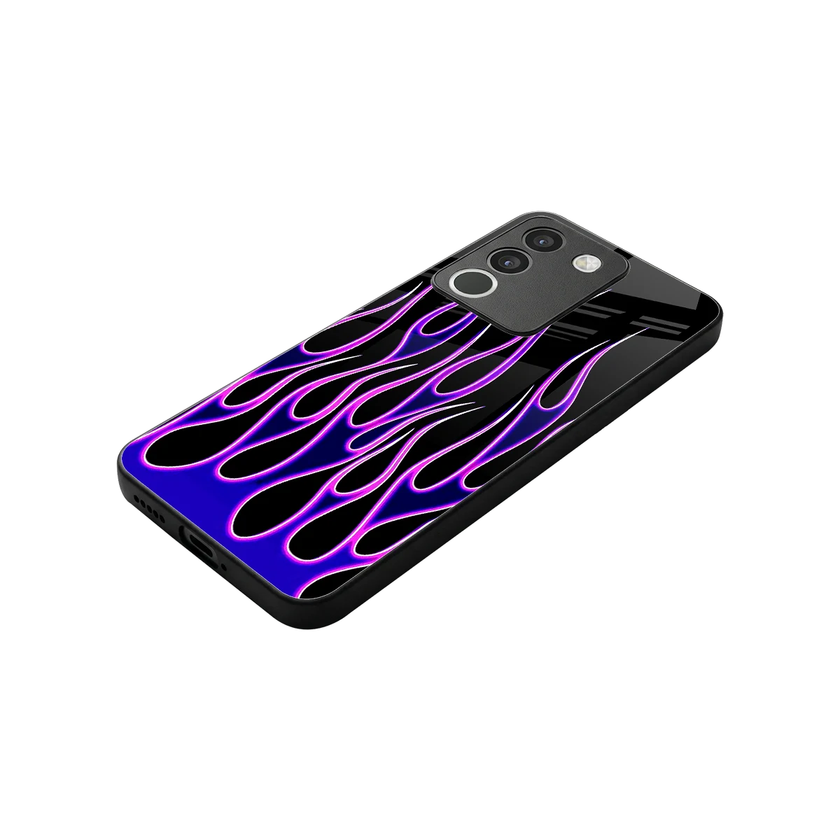 Flames Purple Inferno stylish phone case for vivo y200 5g | glossy glass and slim fit