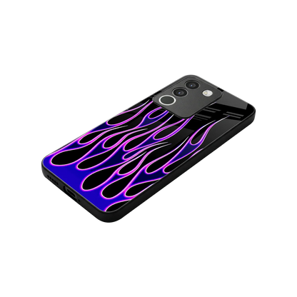 Flames Purple Inferno stylish phone case for vivo y200 5g | glossy glass and slim fit