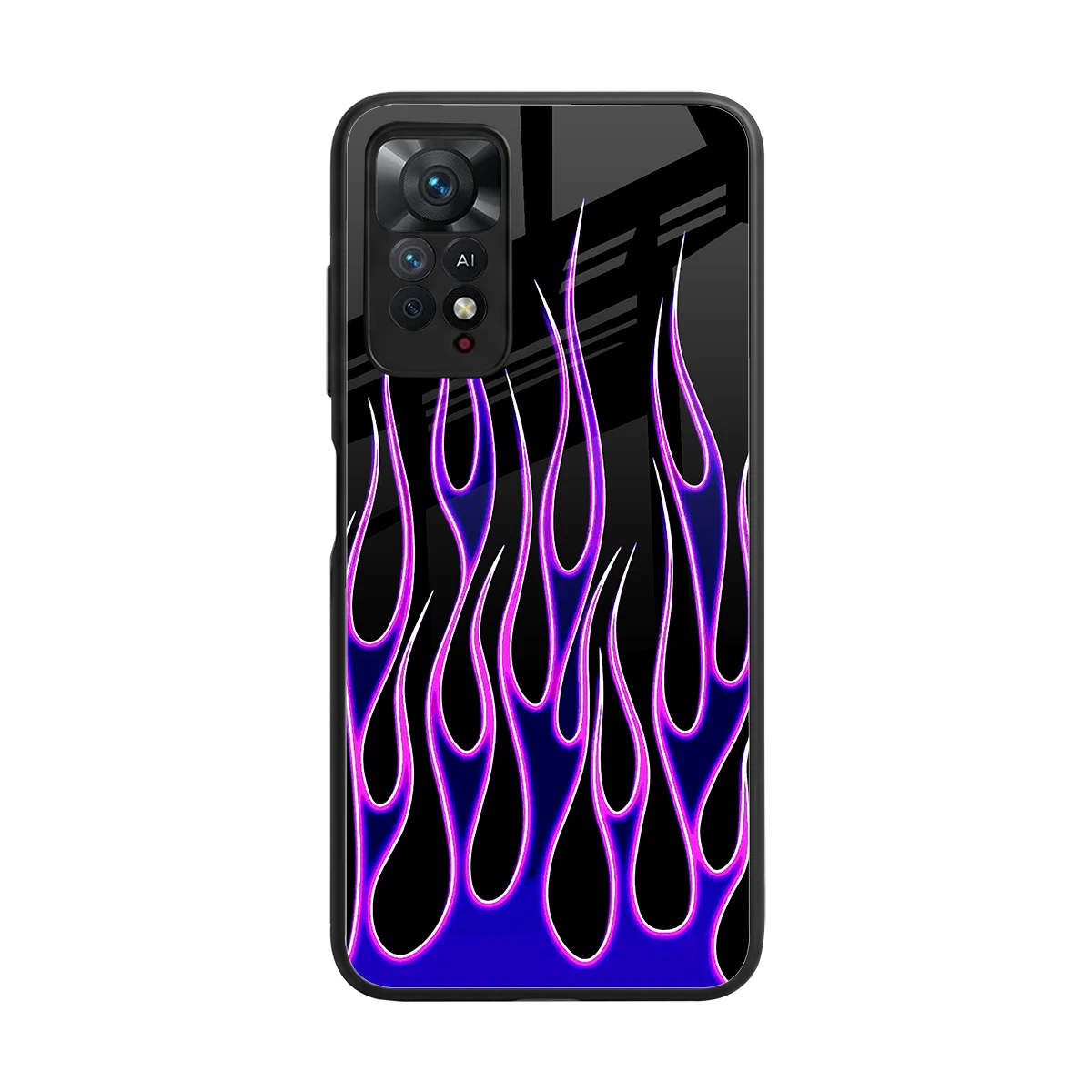 Flames Purple Inferno back phone cover | glass case for redmi note 11 pro