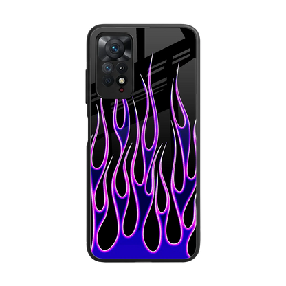 Flames Purple Inferno back phone cover | glass case for redmi note 11 pro