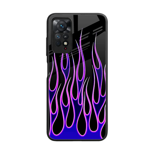 Flames Purple Inferno back phone cover | glass case for redmi note 11 pro