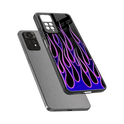 Flames Purple Inferno sleek redmi note 11 pro cover with tempered glass back and TPU edges