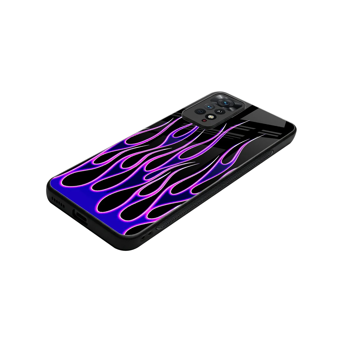 Flames Purple Inferno stylish phone case for redmi note 11 pro | glossy glass and slim fit