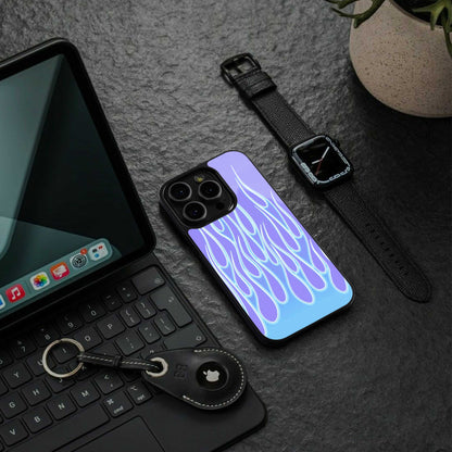 Flames Blue Phone Case for Iphone 15 Pro | Glass Case