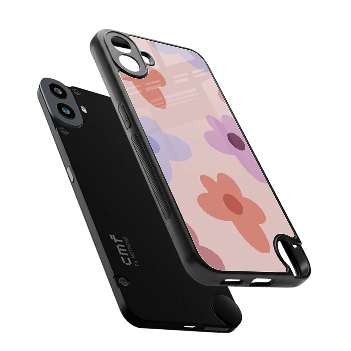 Floral Caramel sleek cmf nothing phone 1 cover with tempered glass back and TPU edges