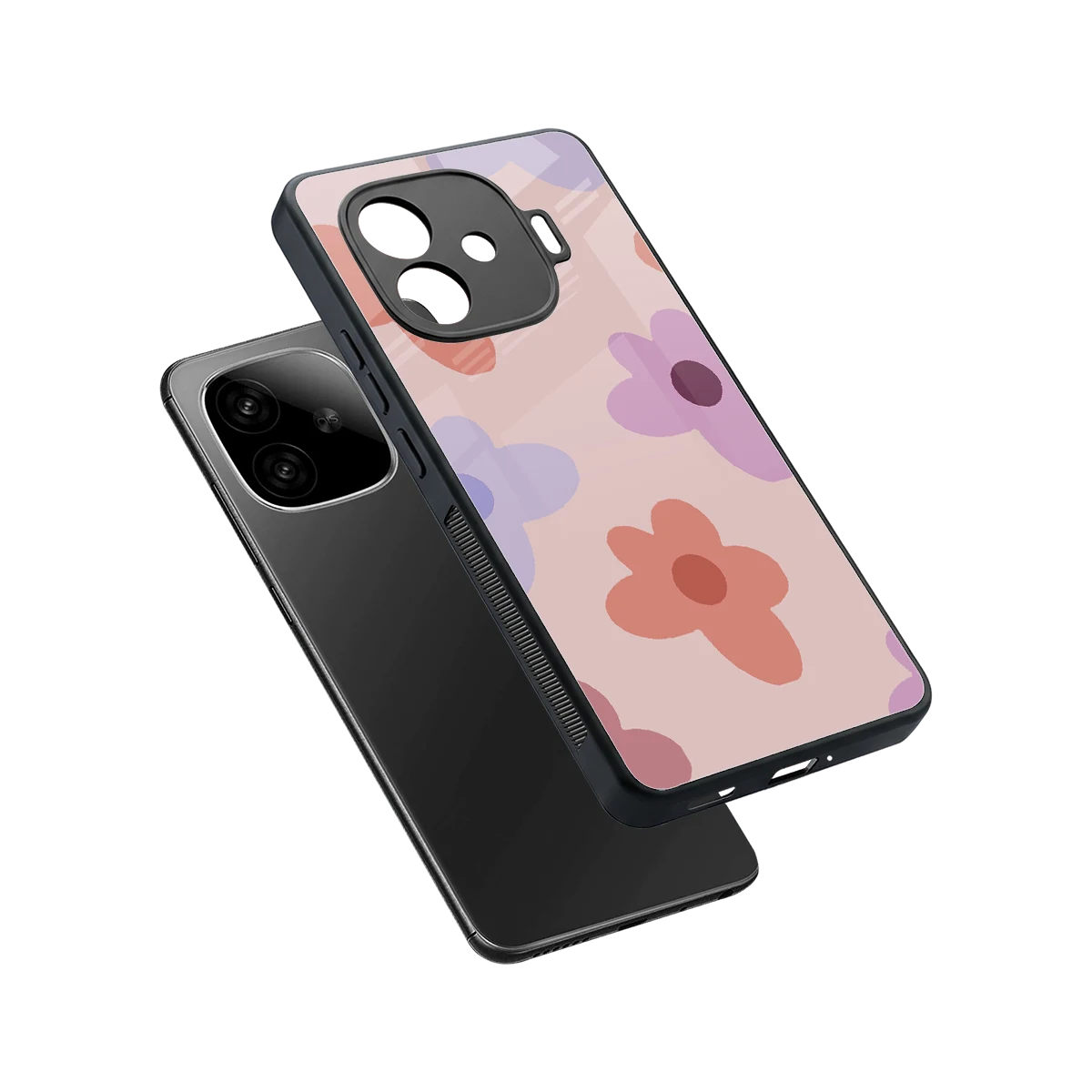 Floral Caramel sleek iqoo neo 10r 5g cover with tempered glass back and TPU edges
