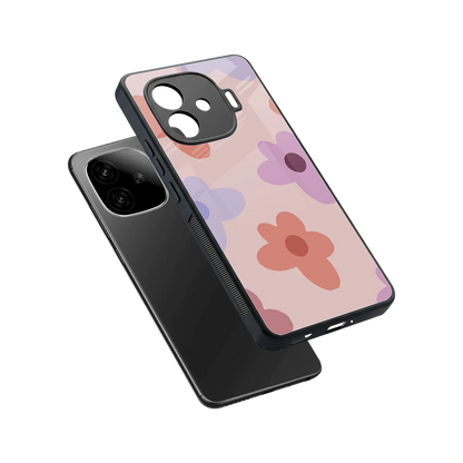 Floral Caramel sleek iqoo neo 10r 5g cover with tempered glass back and TPU edges