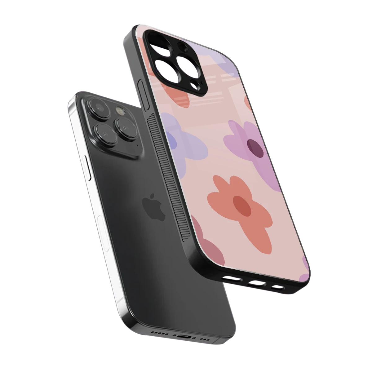 Floral Caramel sleek iphone 13 pro cover with tempered glass back and TPU edges