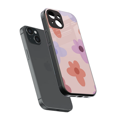 Floral Caramel sleek iphone 13 cover with tempered glass back and TPU edges