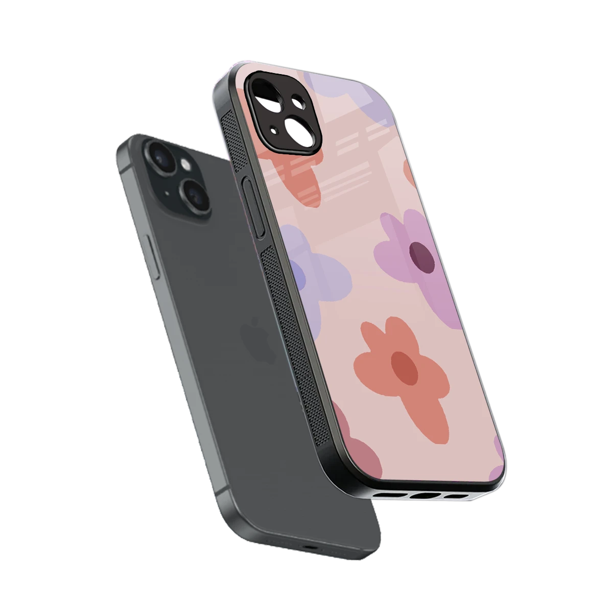 Floral Caramel sleek iphone 14 plus cover with tempered glass back and TPU edges