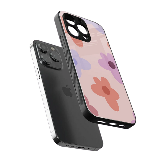 Floral Caramel sleek iphone 15 pro cover with tempered glass back and TPU edges