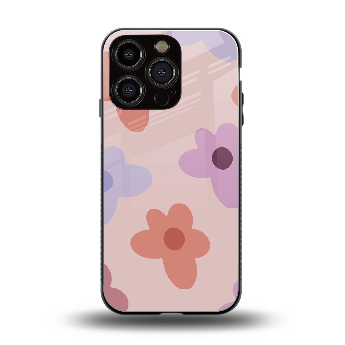 Floral Caramel back phone cover | glass case for iphone 16 pro