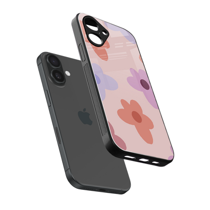 Floral Caramel sleek iPhone 16 cover with tempered glass back and TPU edges