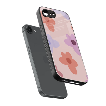 Floral Caramel sleek iphone 16e cover with tempered glass back and TPU edges