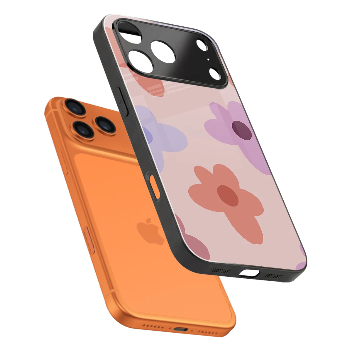 Floral Caramel sleek iphone 17 pro cover with tempered glass back and TPU edges