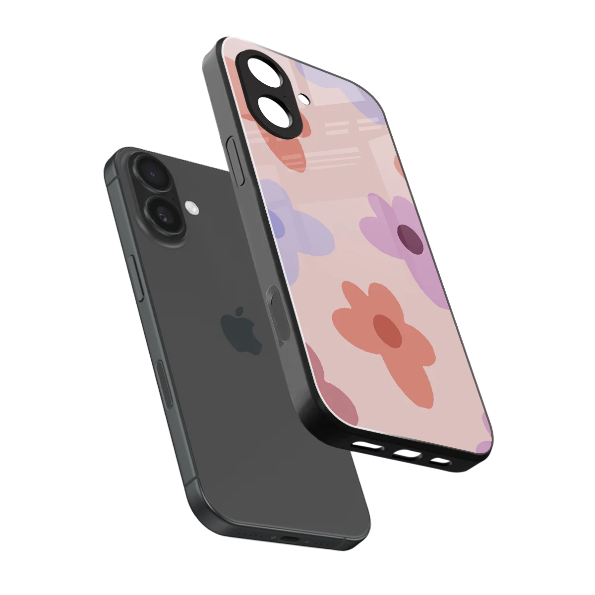 Floral Caramel sleek iphone 17 cover with tempered glass back and TPU edges