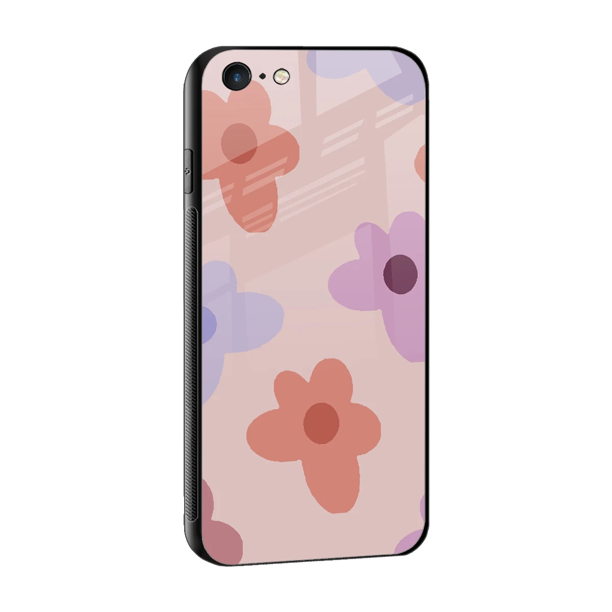 Floral Caramel sleek iphone 6s plus cover with tempered glass back and TPU edges