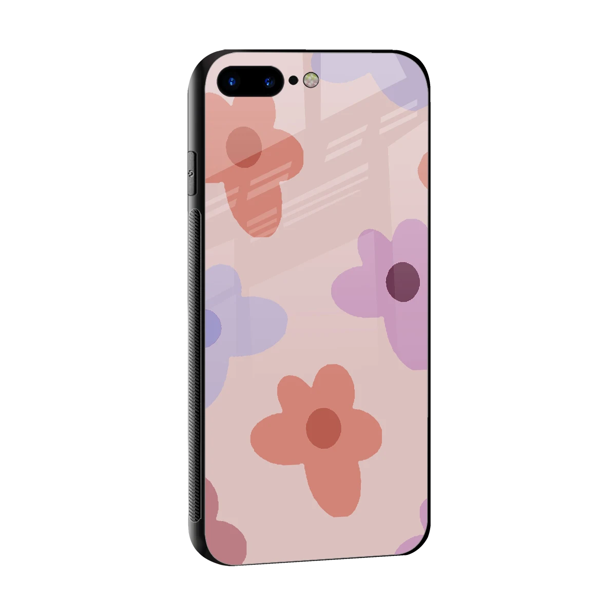 Floral Caramel sleek iphone 8 plus cover with tempered glass back and TPU edges