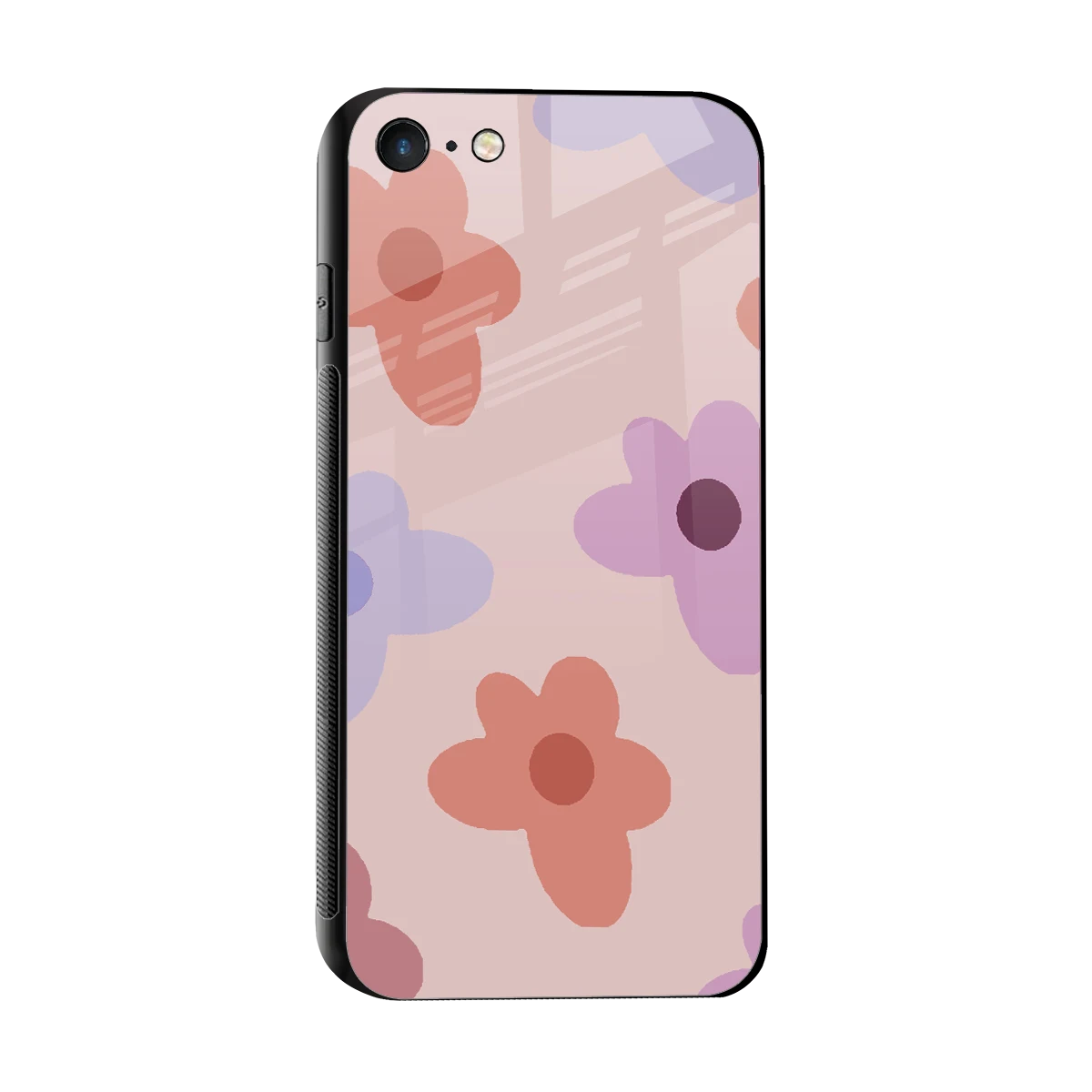 Floral Caramel sleek iphone 7 cover with tempered glass back and TPU edges