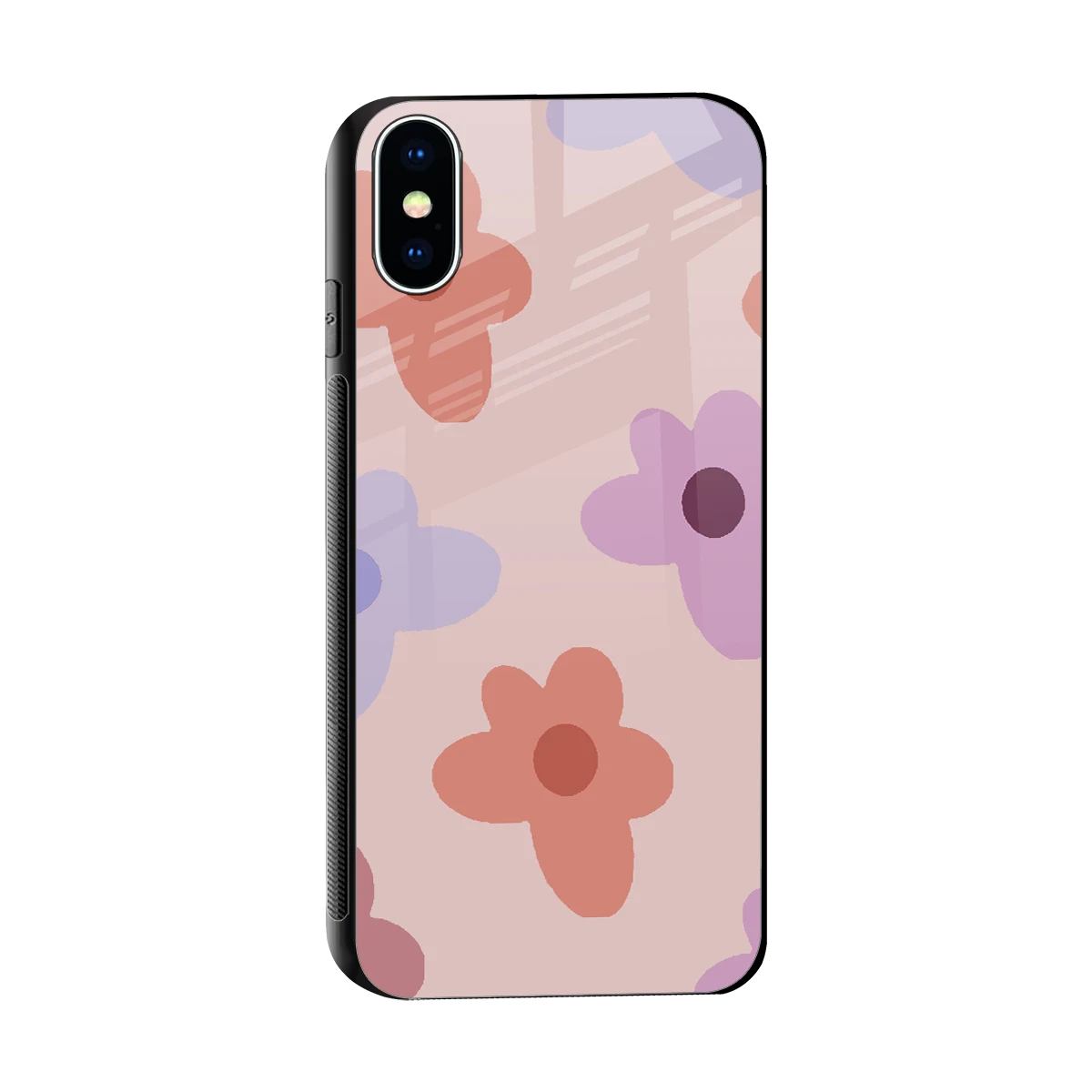 Floral Caramel sleek iphone x cover with tempered glass back and TPU edges