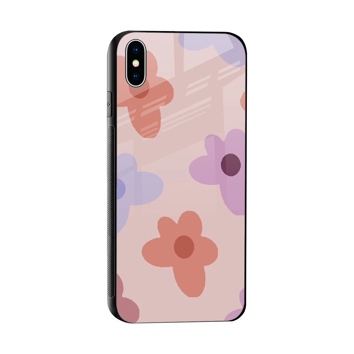 Floral Caramel sleek iphone xs max cover with tempered glass back and TPU edges
