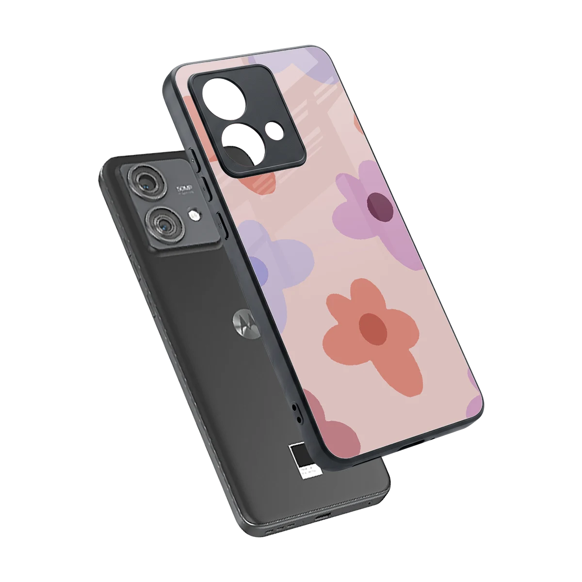 Floral Caramel sleek motorola edge 40 neo 5g cover with tempered glass back and TPU edges