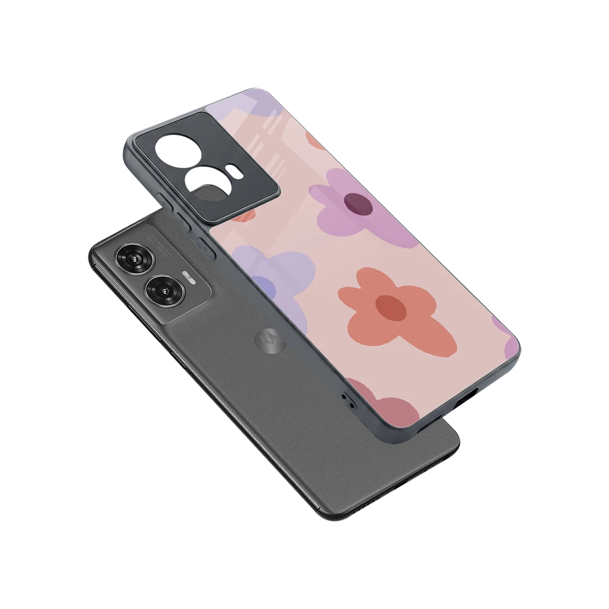 Floral Caramel sleek motorola edge 50 fusion cover with tempered glass back and TPU edges