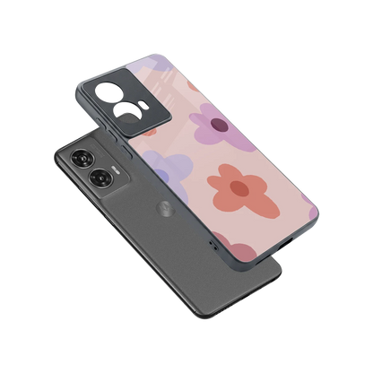 Floral Caramel sleek motorola edge 50 fusion cover with tempered glass back and TPU edges