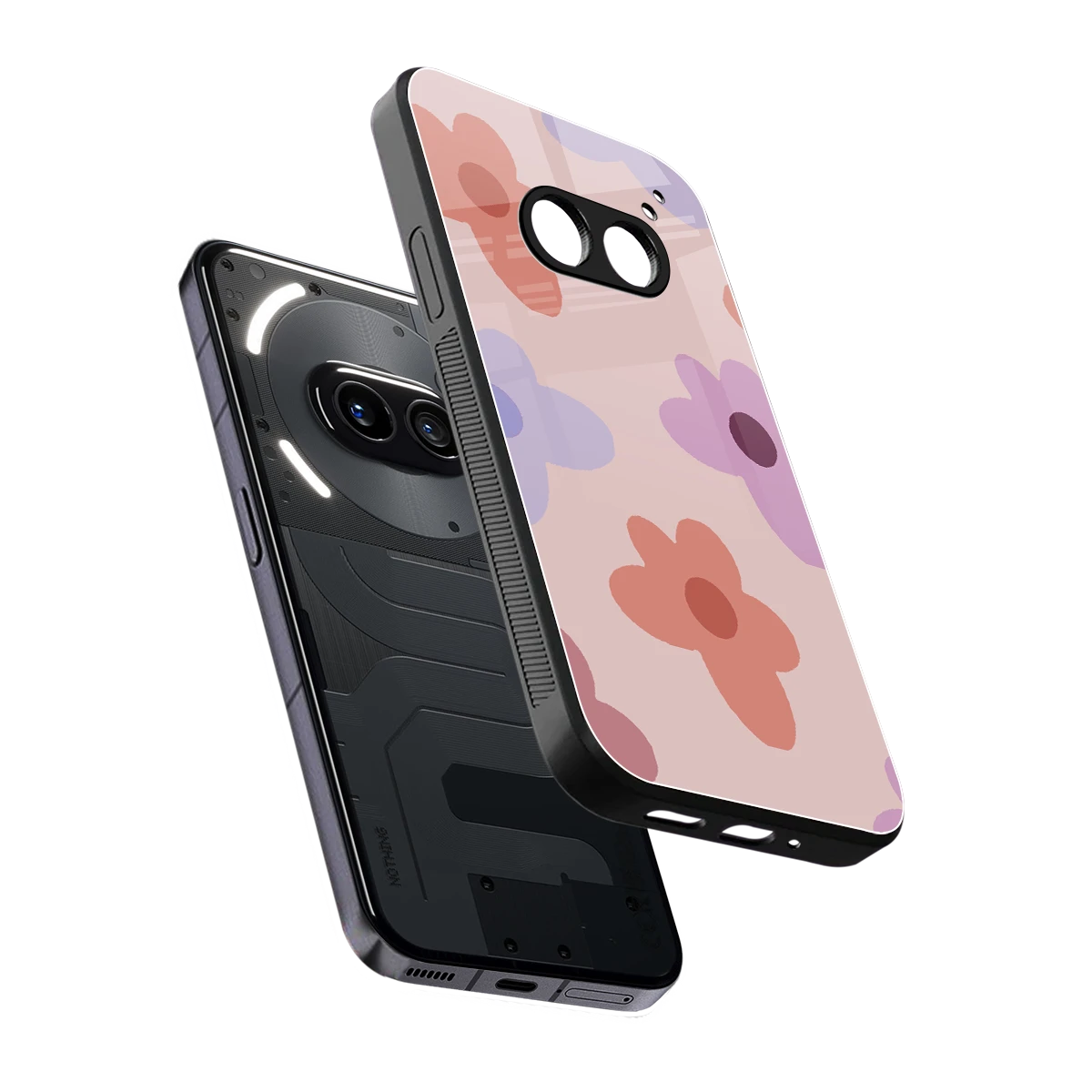 Floral Caramel sleek nothing phone 2a cover with tempered glass back and TPU edges