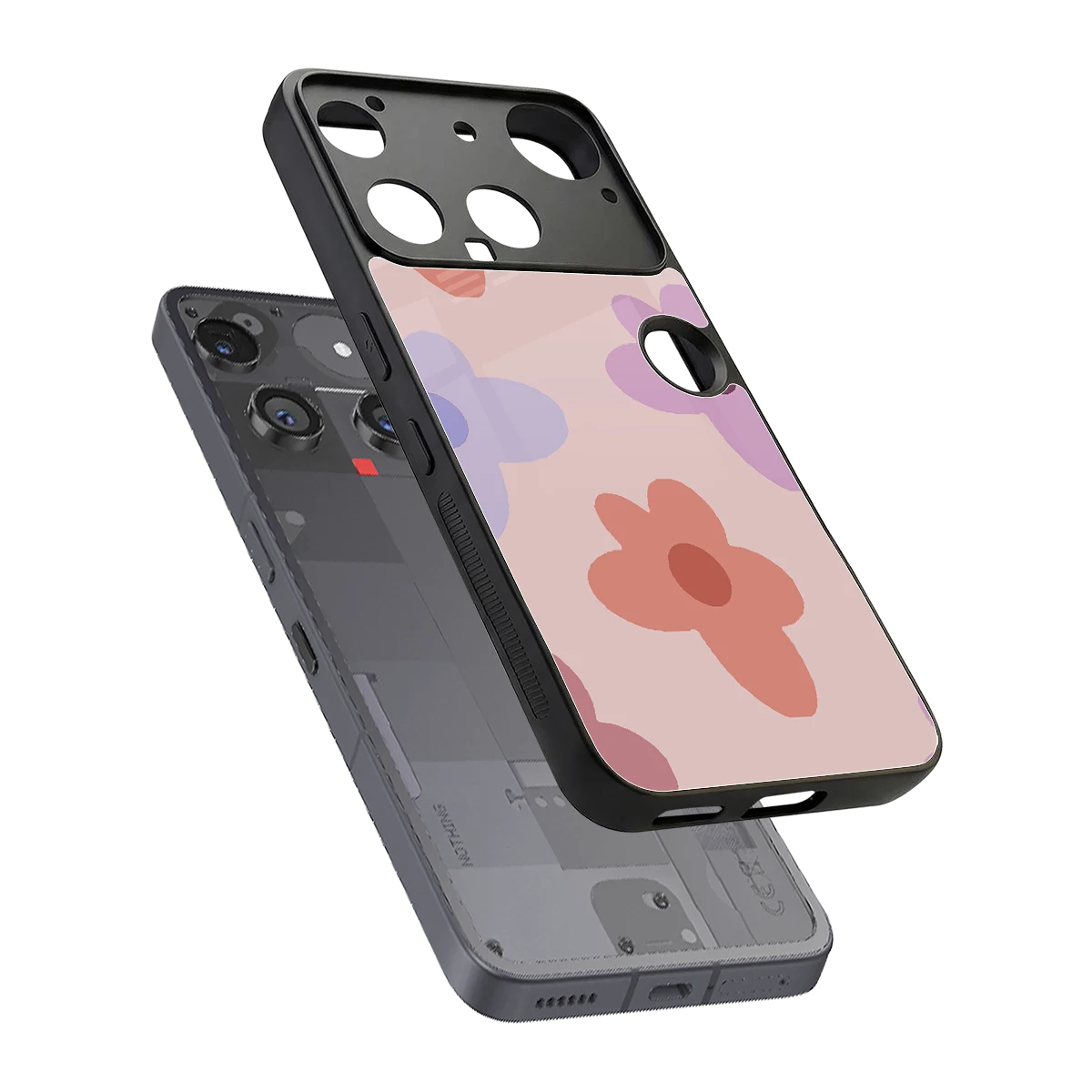 Floral Caramel sleek nothing phone 3 cover with tempered glass back and TPU edges