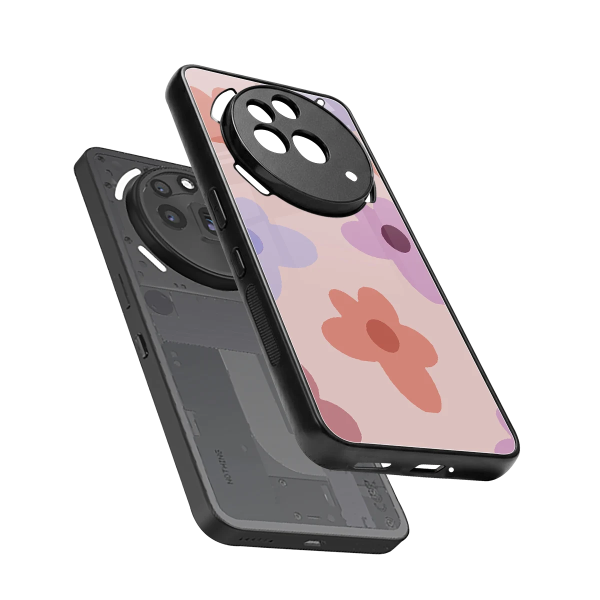 Floral Caramel sleek nothing phone 3a pro cover with tempered glass back and TPU edges