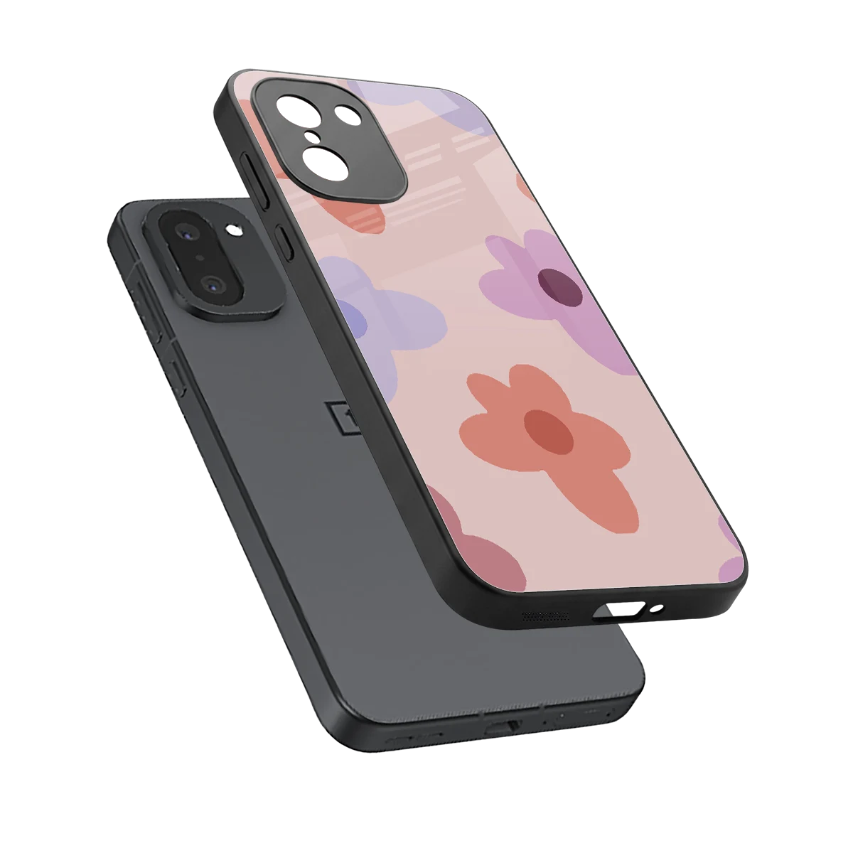 Floral Caramel sleek oneplus 15r cover with tempered glass back and TPU edges
