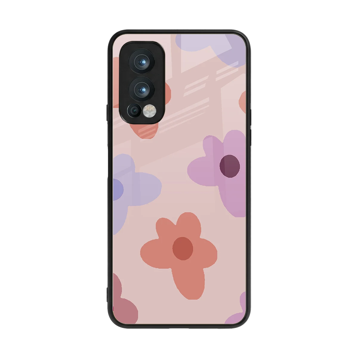 Floral Caramel back phone cover | glass case for oneplus nord 2