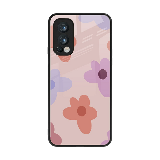 Floral Caramel back phone cover | glass case for oneplus nord 2