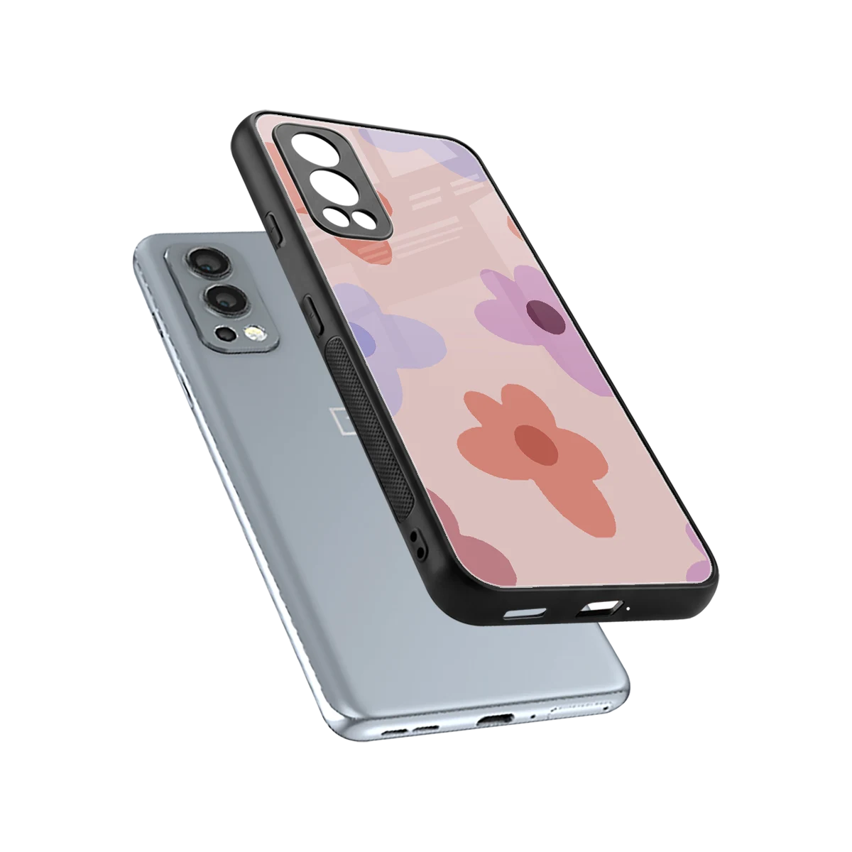 Floral Caramel sleek oneplus nord 2 cover with tempered glass back and TPU edges