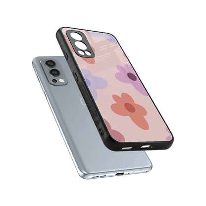 Floral Caramel sleek oneplus nord 2 cover with tempered glass back and TPU edges