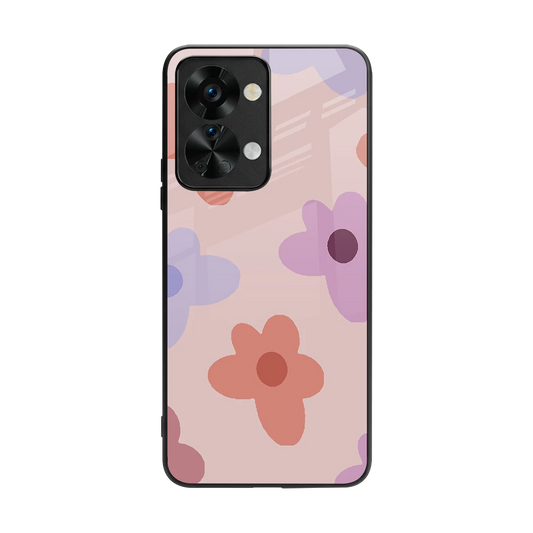 Floral Caramel back phone cover | glass case for oneplus nord 2t