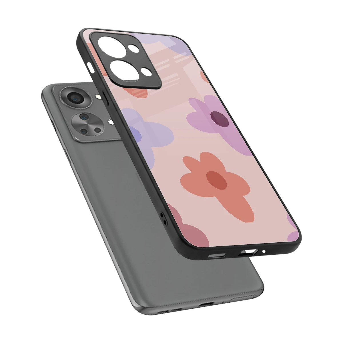 Floral Caramel sleek oneplus nord 2t cover with tempered glass back and TPU edges