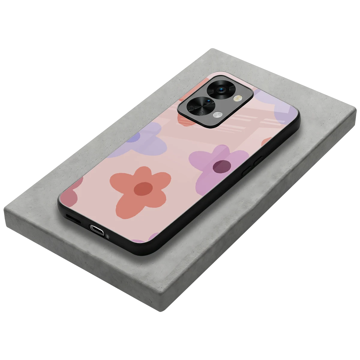 Floral Caramel stylish phone case for oneplus nord 2t | glossy glass and slim fit