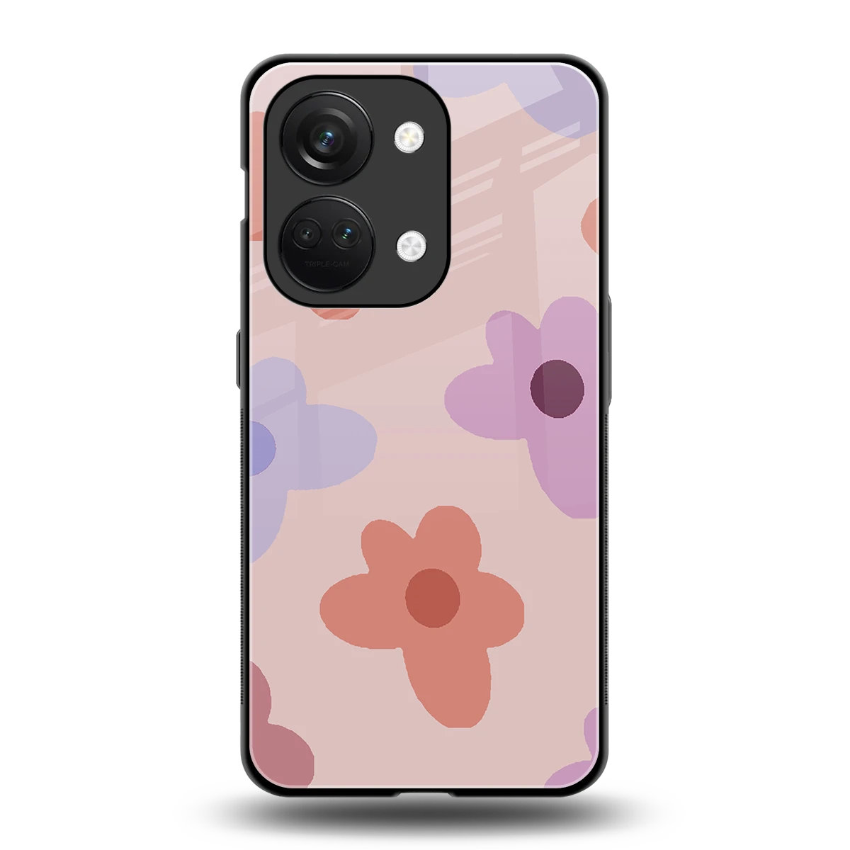 Floral Caramel back phone cover | glass case for oneplus nord 3