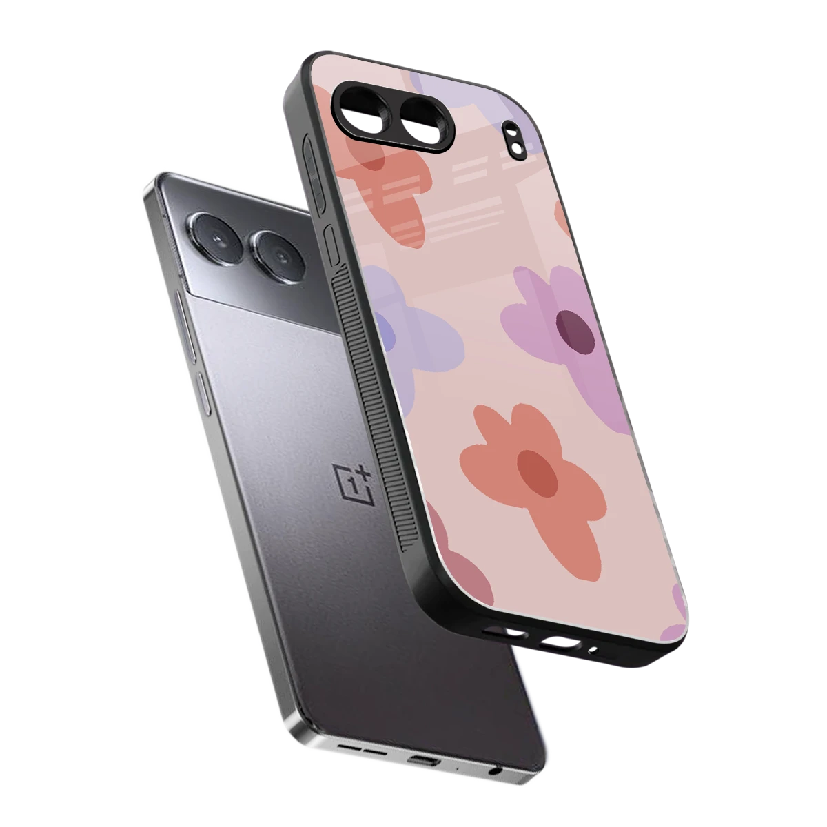 Floral Caramel sleek oneplus nord 4 cover with tempered glass back and TPU edges