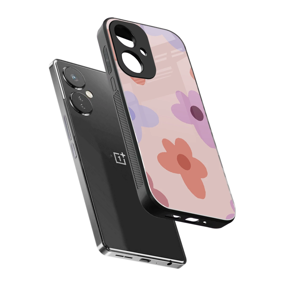 Floral Caramel sleek oneplus nord ce 3 cover with tempered glass back and TPU edges
