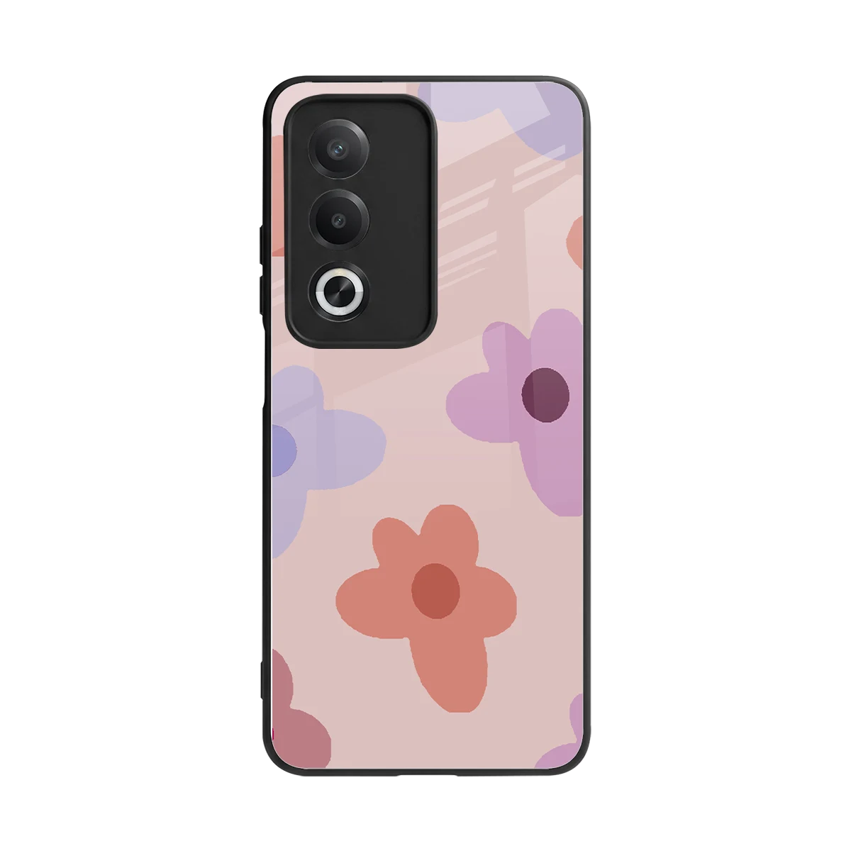 Floral Caramel back phone cover | glass case for oppo a3 pro
