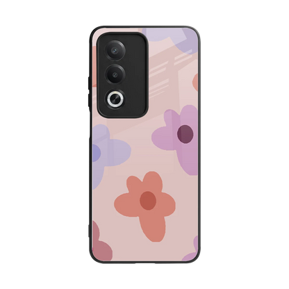 Floral Caramel back phone cover | glass case for oppo a3 pro