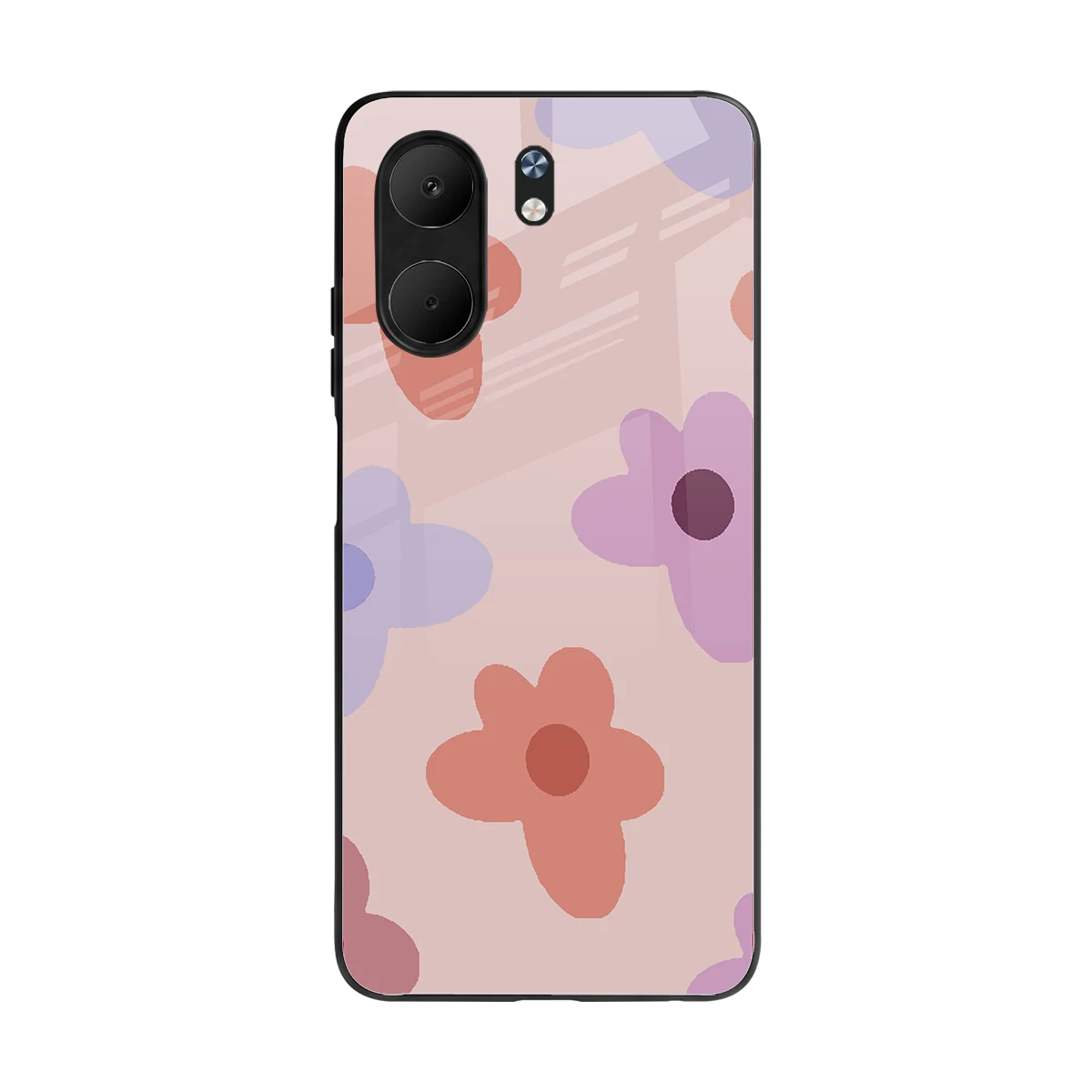 Floral Caramel back phone cover | glass case for oppo a5x 5g