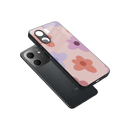 Floral Caramel sleek oppo a5x 5g cover with tempered glass back and TPU edges