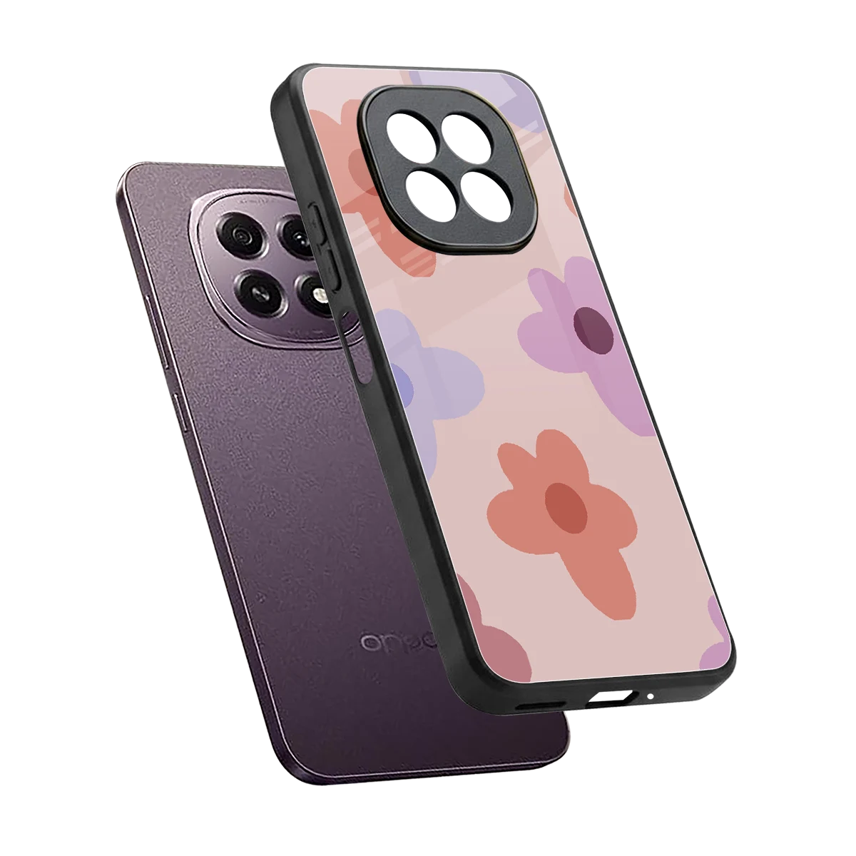 Floral Caramel sleek oppo f29 5g cover with tempered glass back and TPU edges